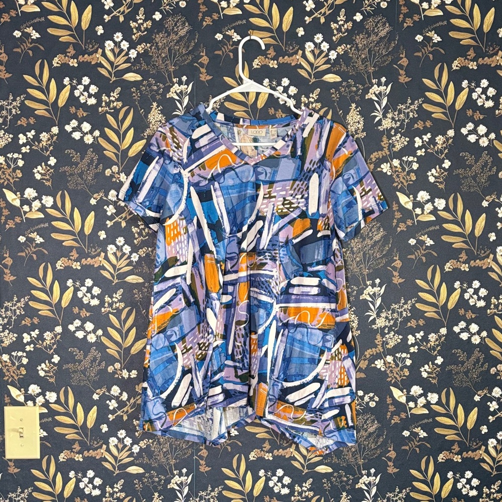 LOGO by Lori Goldstein Multicolor Floral Top Size S